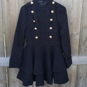 Steampunk Goth Military Coat Dress black M L